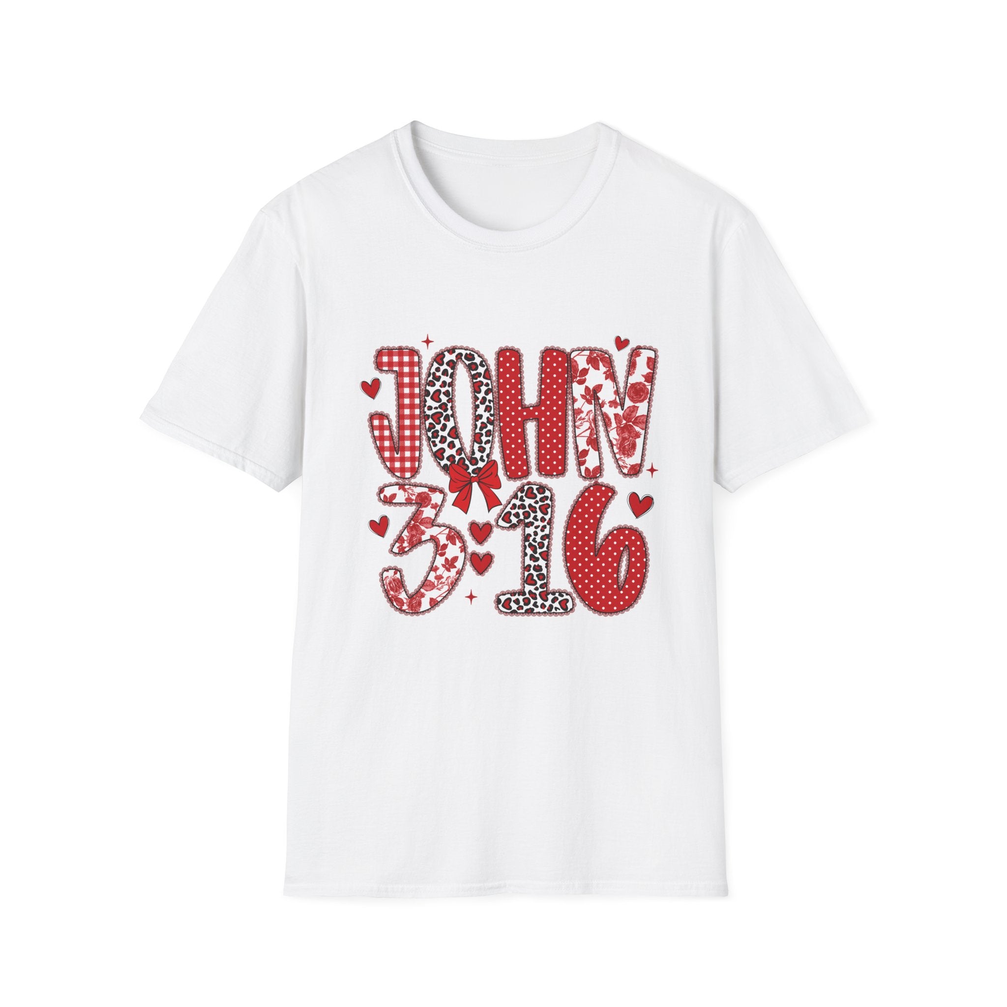 John 3:16 Valentine Tee - Heart Pattern Christian T-Shirt