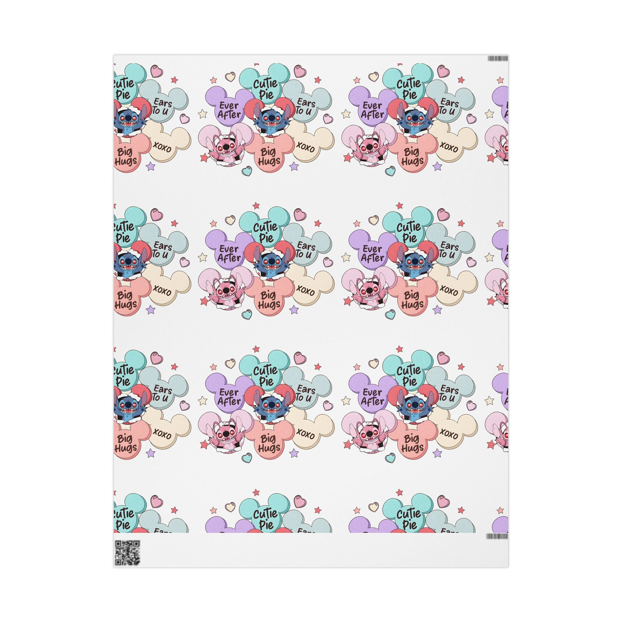 Valentine Cuteie Pie Wrapping Paper — 'Big Hugs' Cartoon Hearts Gift Wrap