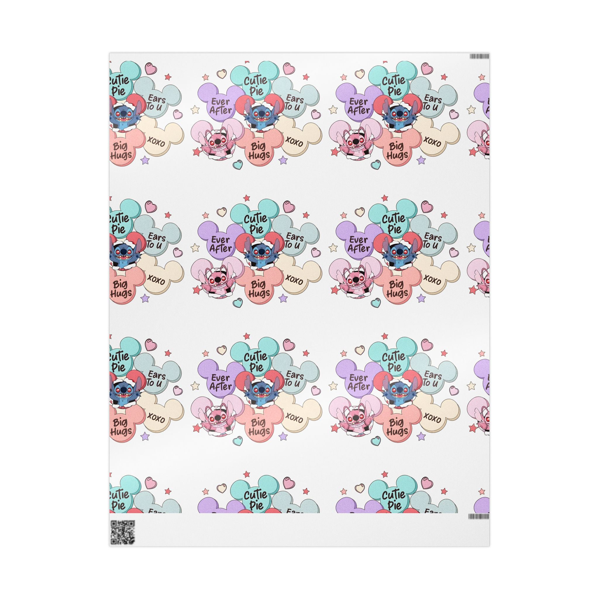 Valentine Cuteie Pie Wrapping Paper — 'Big Hugs' Cartoon Hearts Gift Wrap