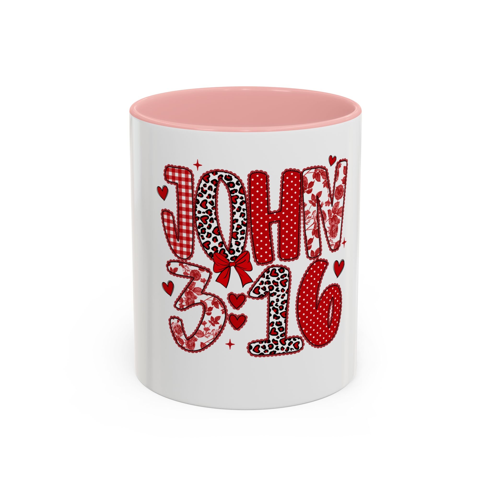 John 3:16 Faith Coffee Mug — Valentine Red Heart Accent 11/15oz