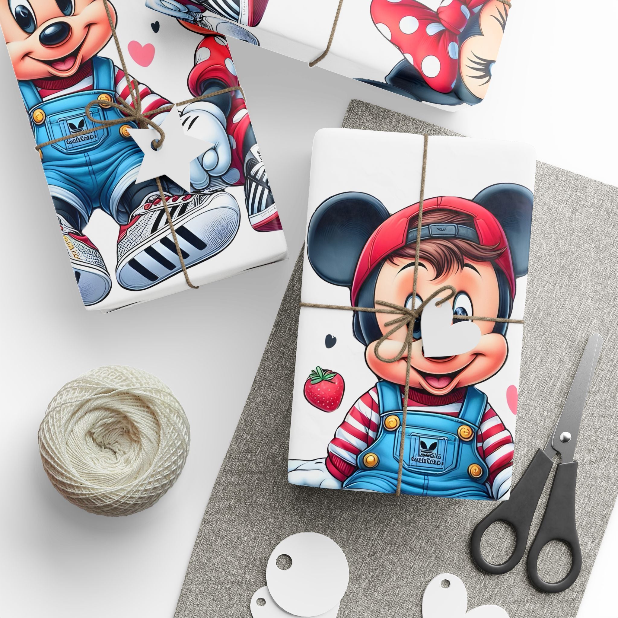 Cute Cartoon Mouse Kids Wrapping Paper — Playful Minnie & Friend Gift Wrap
