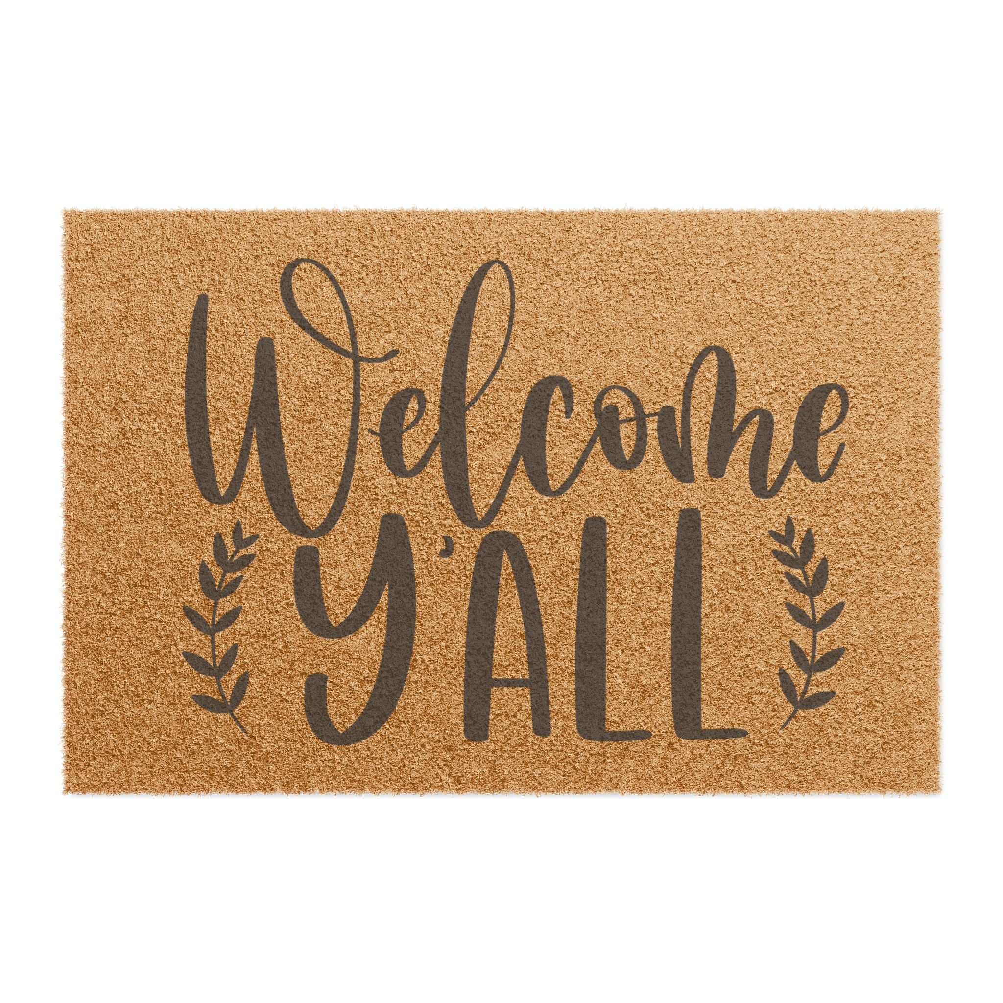 Welcome Y'all Doormat — Rustic Coir Welcome Mat for Front Porch