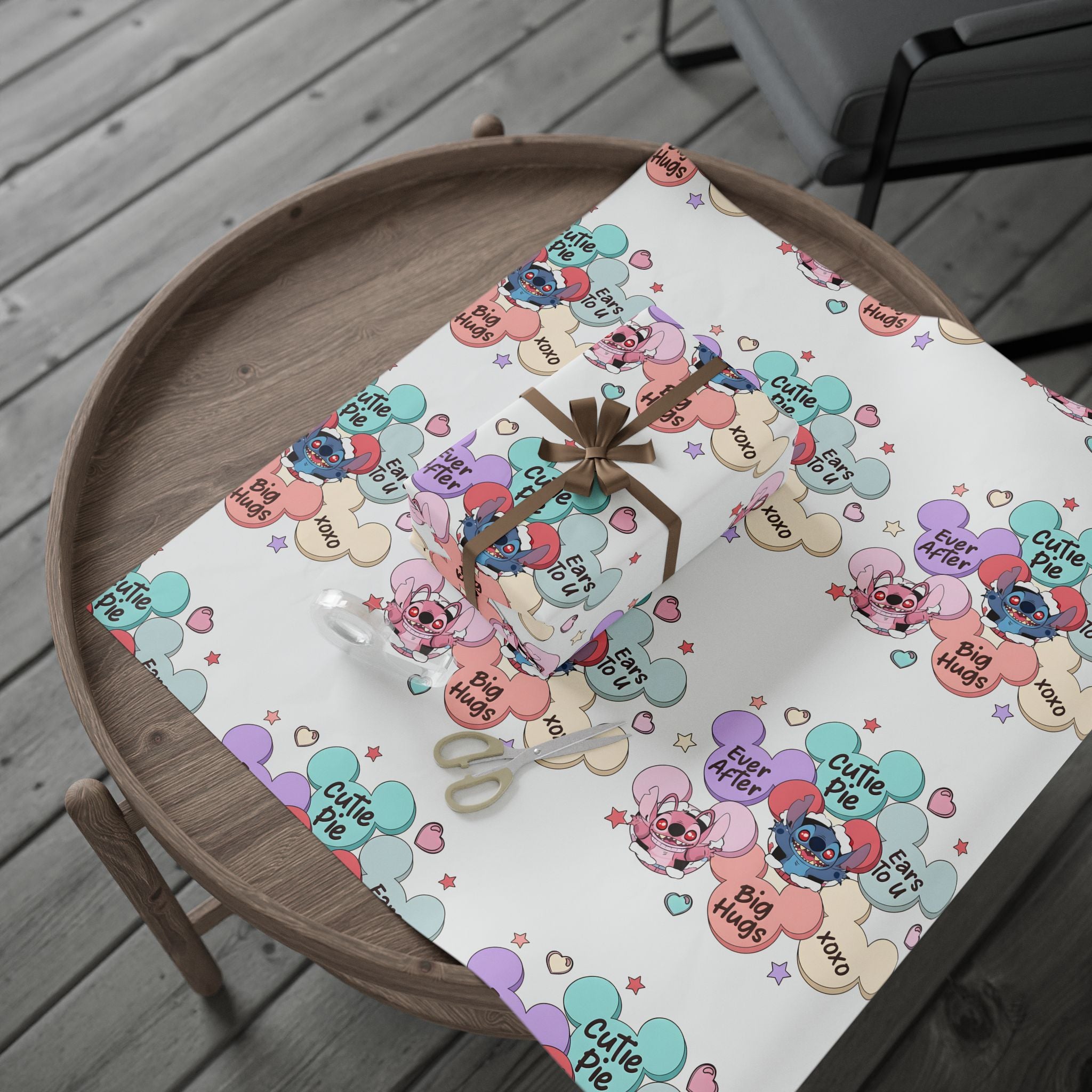 Valentine Cuteie Pie Wrapping Paper — 'Big Hugs' Cartoon Hearts Gift Wrap