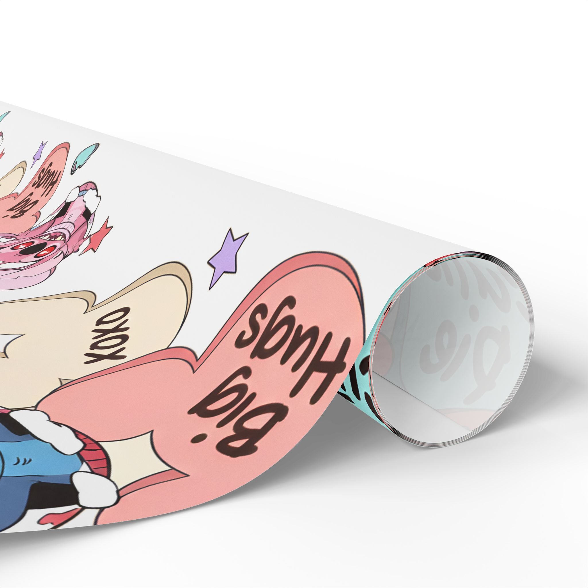 Valentine Cuteie Pie Wrapping Paper — 'Big Hugs' Cartoon Hearts Gift Wrap