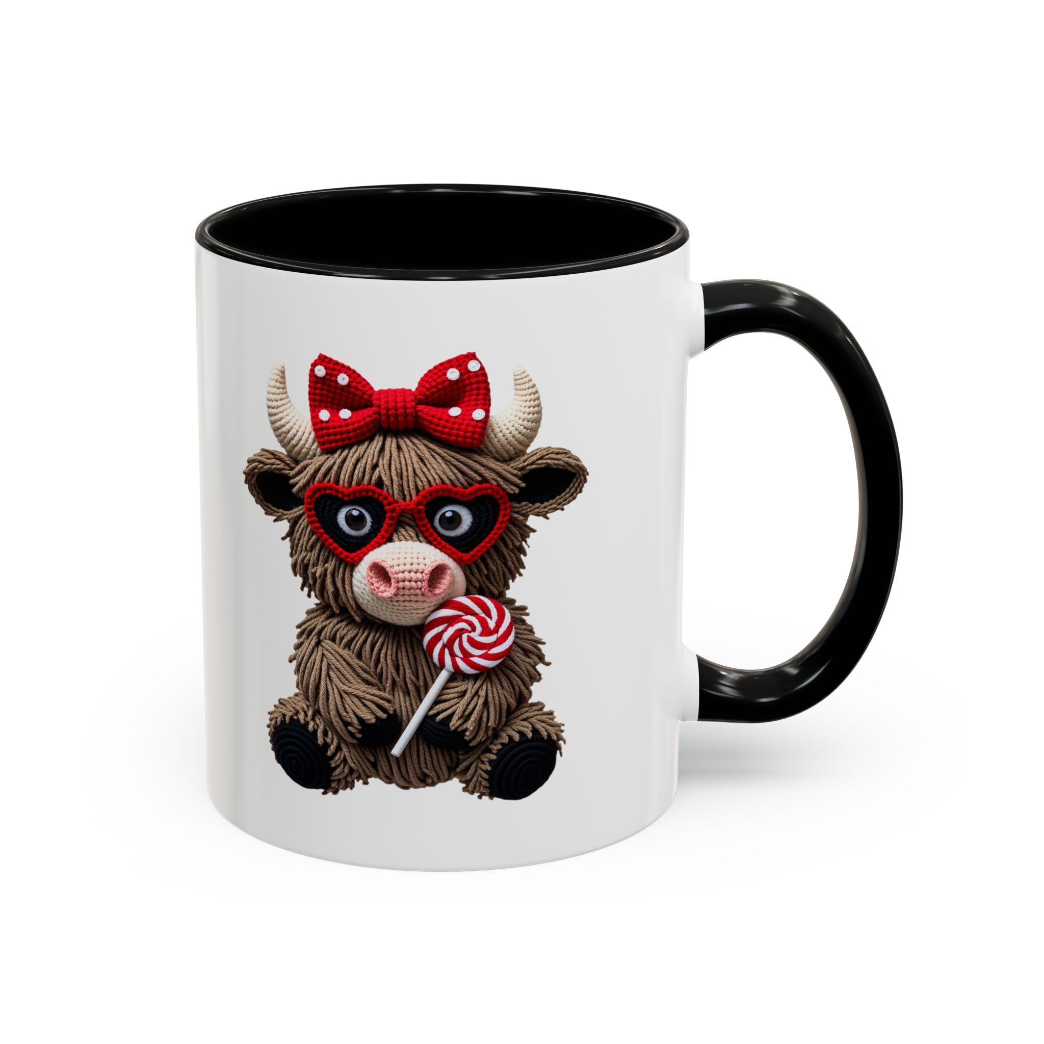 Cute Highland Cow Coffee Mug - "Be Mine" Valentine Accent Mug (11/15oz)