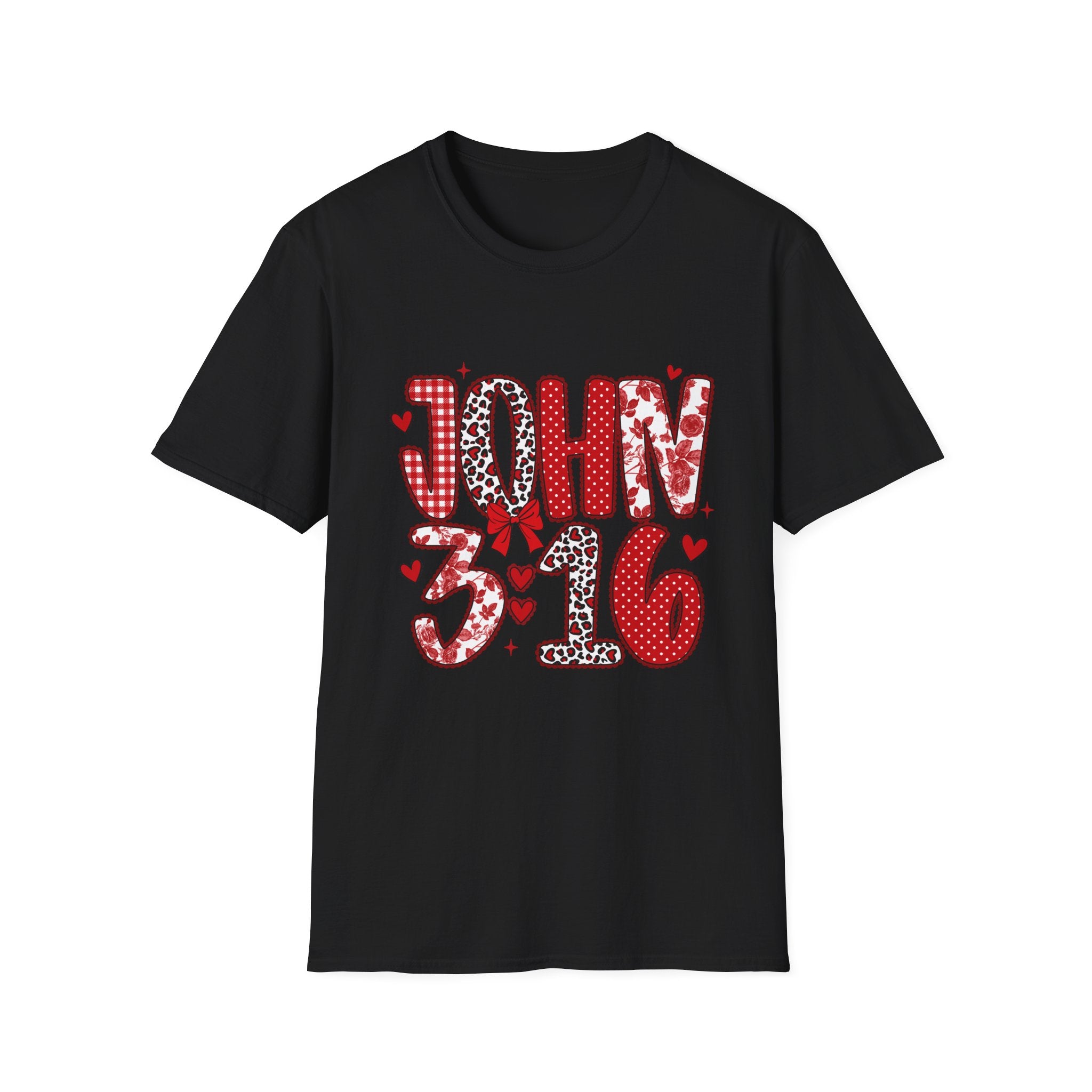 John 3:16 Valentine Tee - Heart Pattern Christian T-Shirt