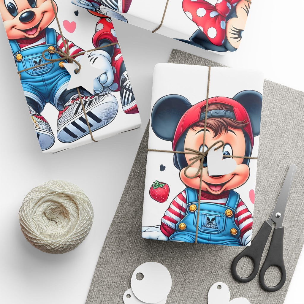 Cute Cartoon Mouse Kids Wrapping Paper — Playful Minnie & Friend Gift Wrap