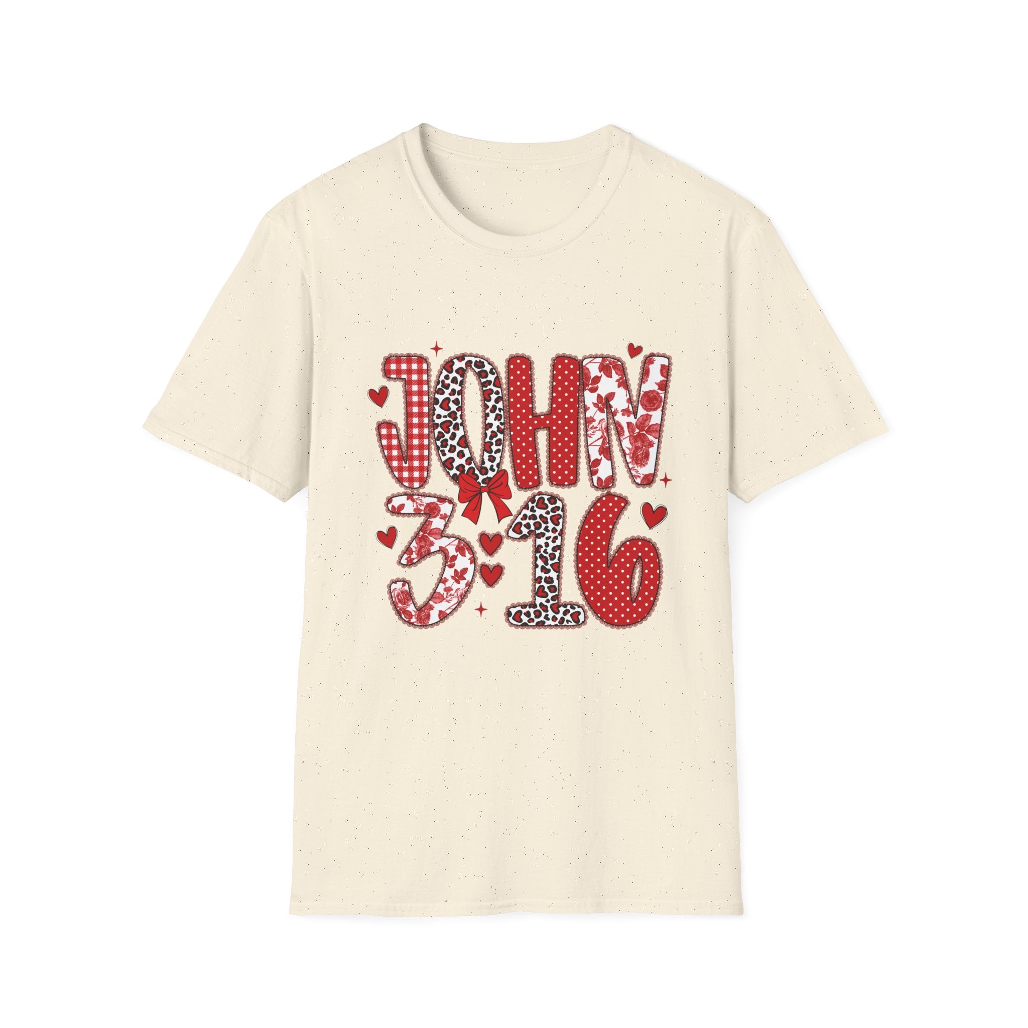 John 3:16 Valentine Tee - Heart Pattern Christian T-Shirt