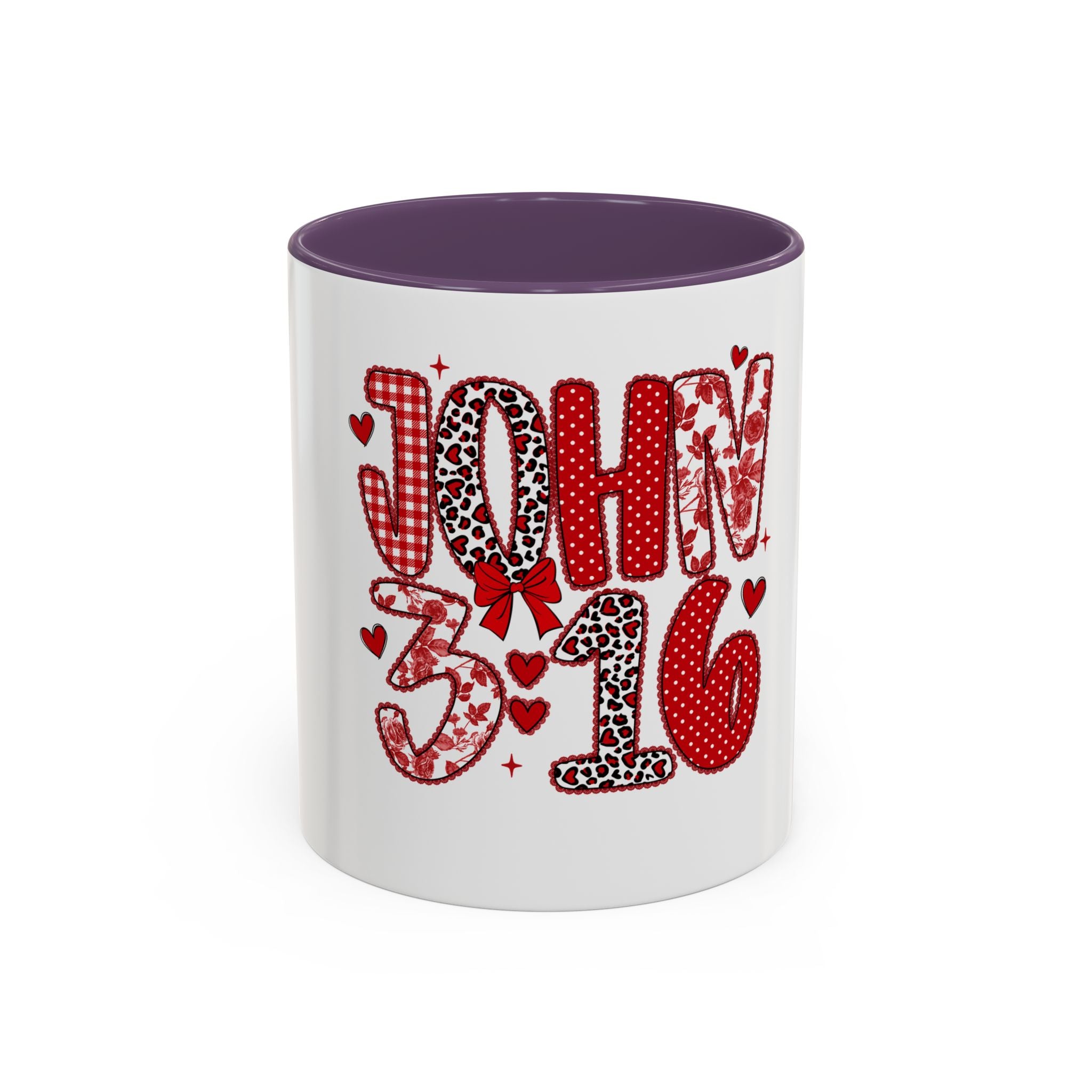 John 3:16 Faith Coffee Mug — Valentine Red Heart Accent 11/15oz