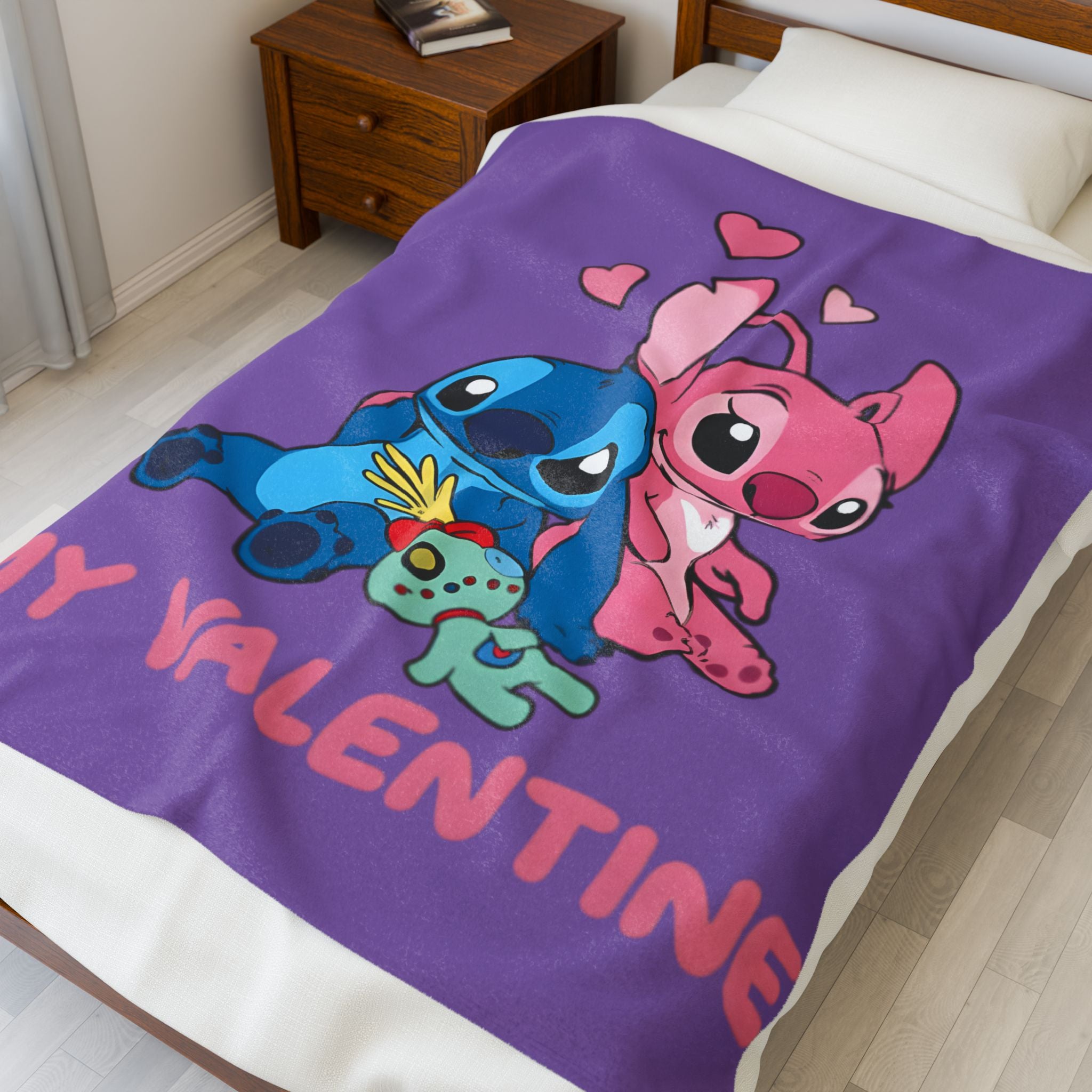 Valentine Plush Blanket - Cute 'My Valentine' Cartoon Love Throw