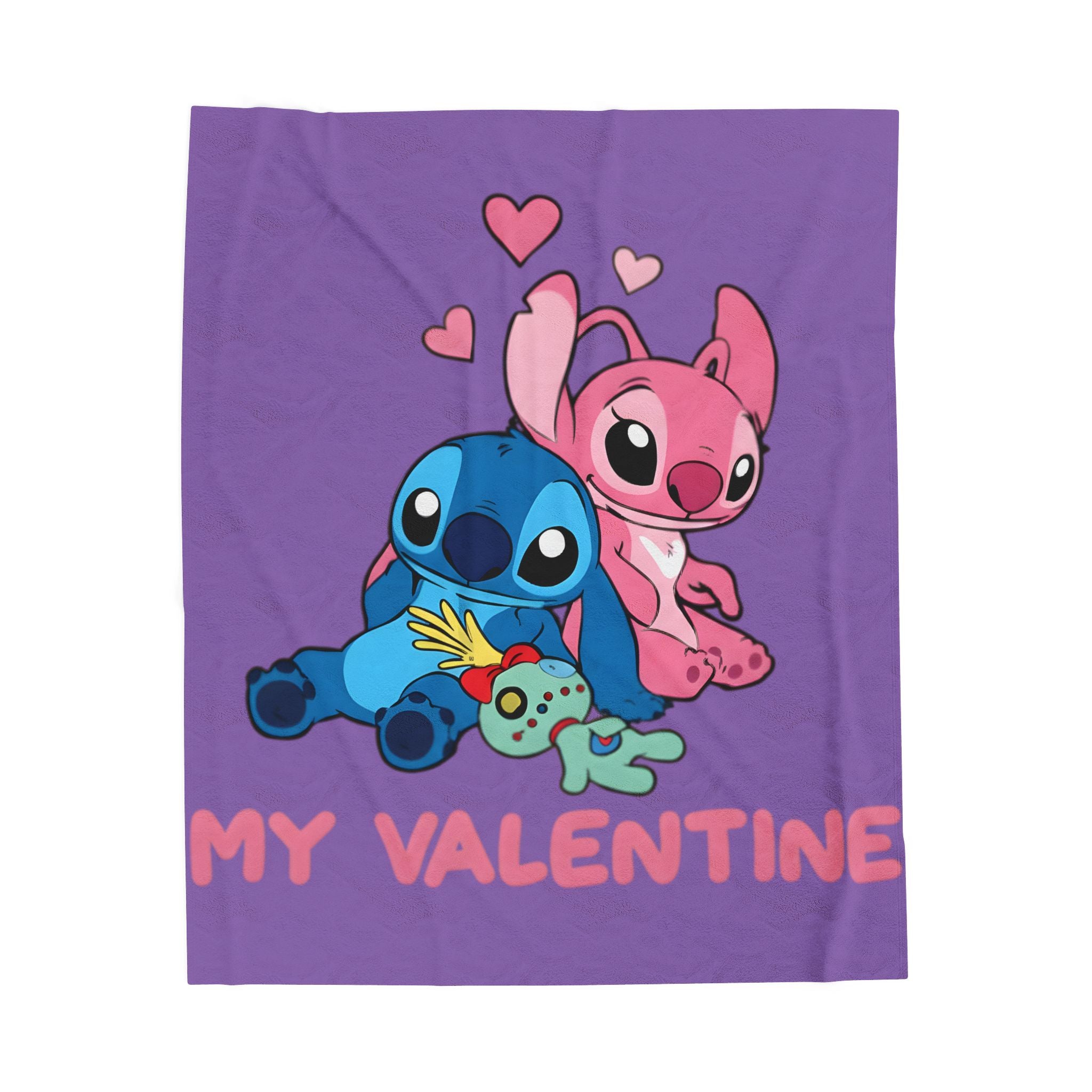 Valentine Plush Blanket - Cute 'My Valentine' Cartoon Love Throw